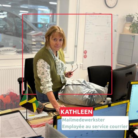 NL/FR
Kathleen werkt in het distributiecentrum van Huizingen. Al 34 jaar zorgt ze ervoor dat de pos